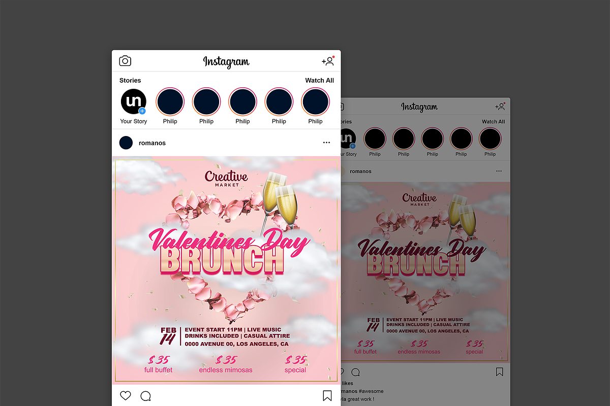 Valentines Day Flyer/ Instagram Post, a Flyer Template by Tzochko (Photo 4 of 4)