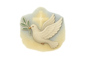 Dove with olive branch and cross sym, an Illustration by Dvoevnore photos