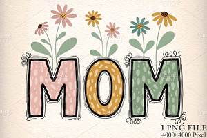 Floral Mom Printable Transfer PNG, an Illustration by Canvas Craft