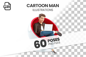 Cartoon Man – Set of 60 Poses, a Person Illustration by 3DMask