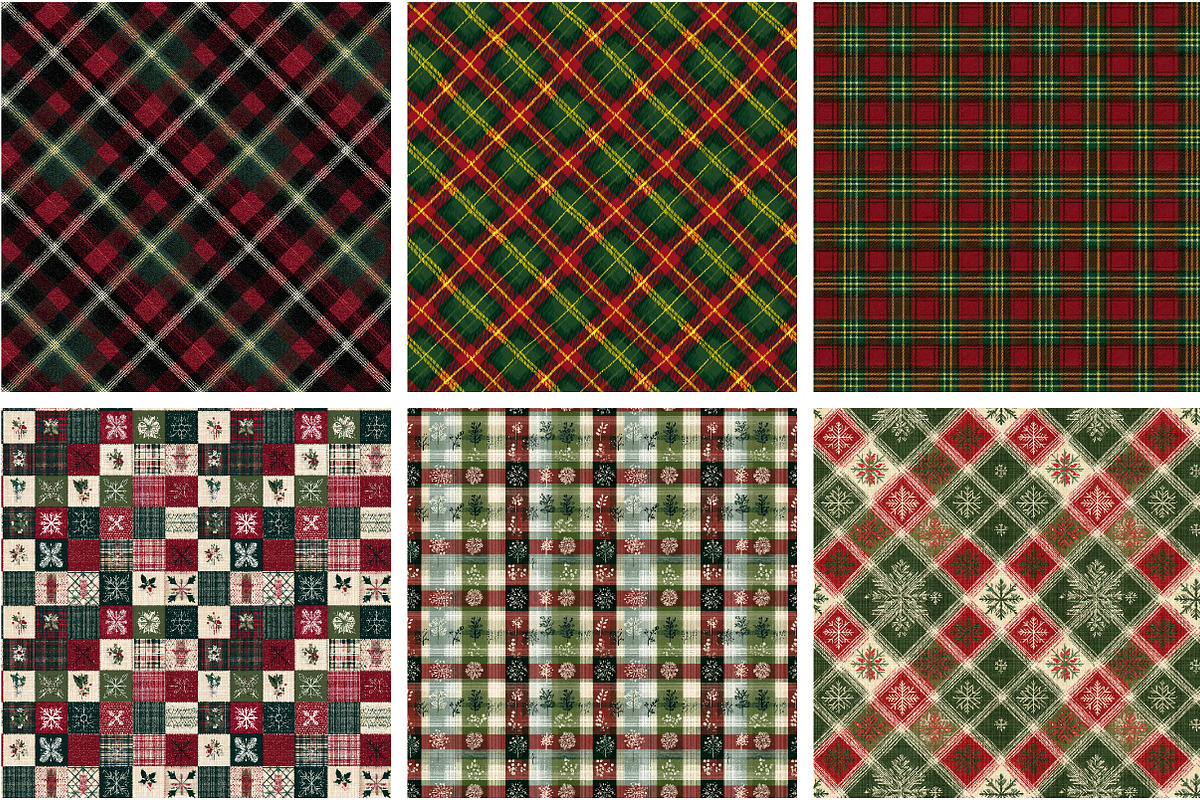 Christmas Plaid Digital Paper,, an Illustration by Designking (Photo 3 of 4)
