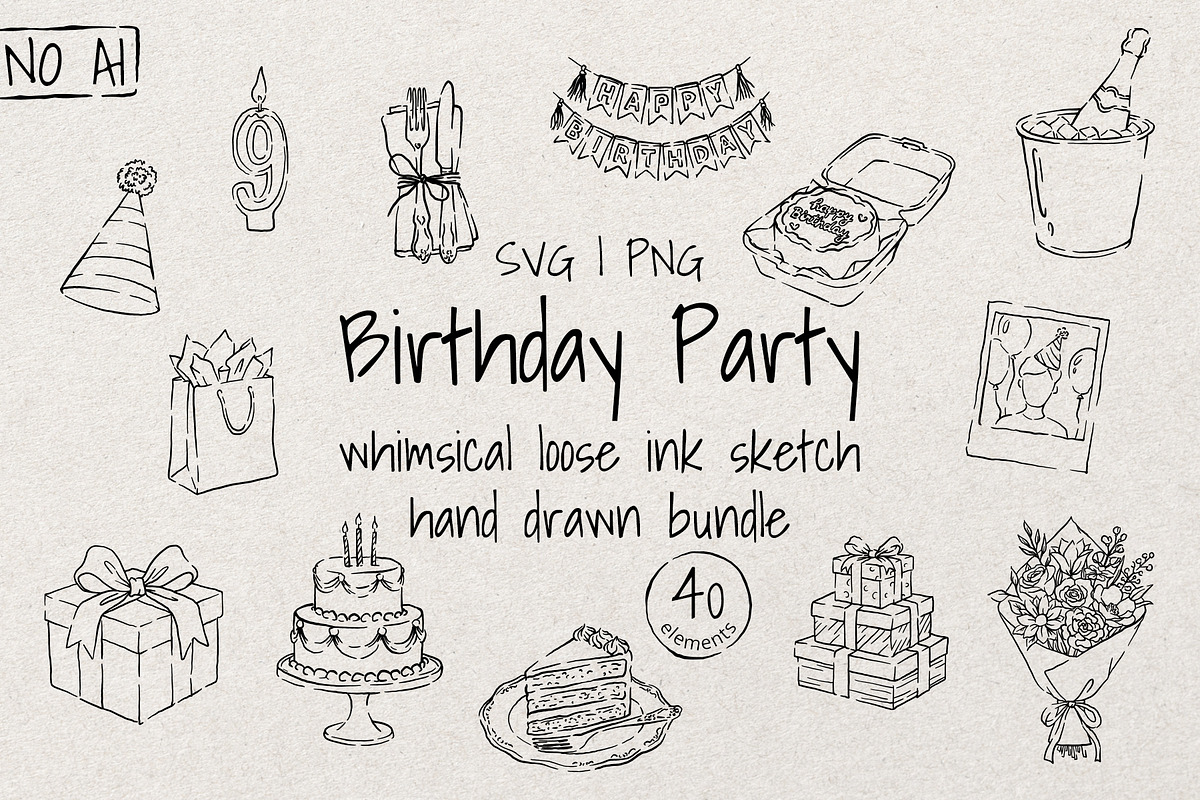 Birthday | Whimsical Sketch Bundle, a Decorative Illustration by Artalia (Photo 1 of 5)