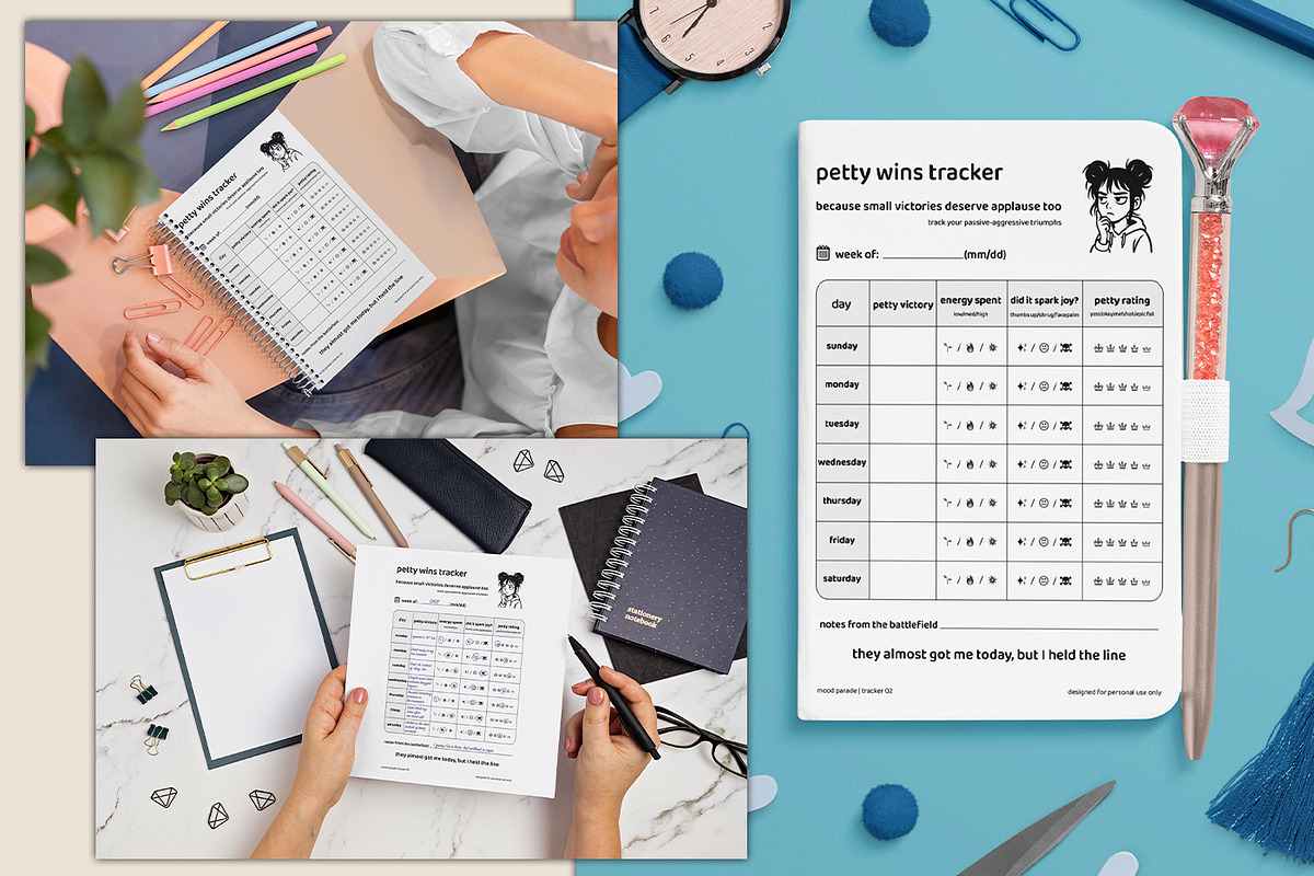 6 Printable Mood Tracker Bundle, a Stationery Template by MuzaArtStudio (Photo 3 of 8)