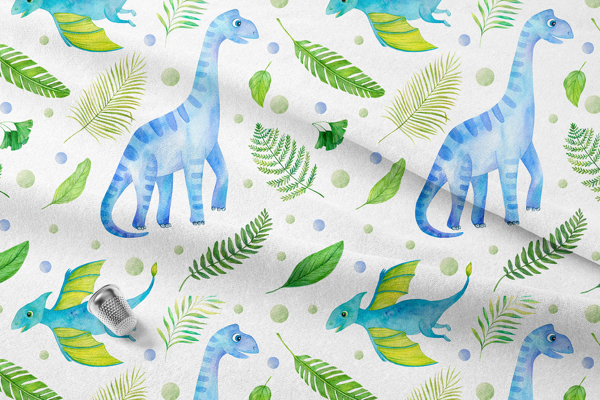 Watercolor cute dinosaurs set, an Animal Illustration by svetodesign (Photo 7 of 8)