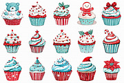 Christmas Cupcake Clipart, an Illustration by Libby Wishes (Thumbnail 5 of 7)