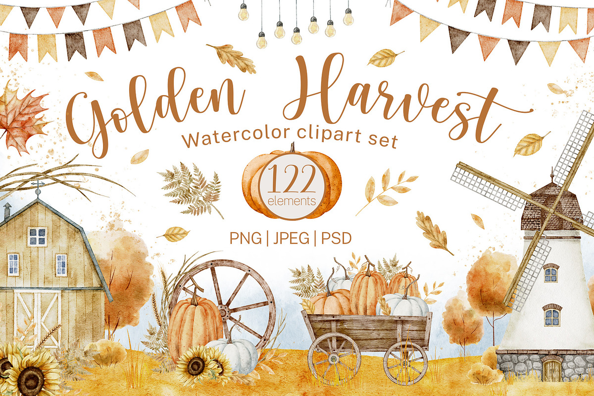 Autumn rustic watercolor - Fall set, an Illustration by Alisles (Photo 1 of 12)