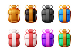 A set colorful gift box with ribbon, an Object Illustration by Abscent