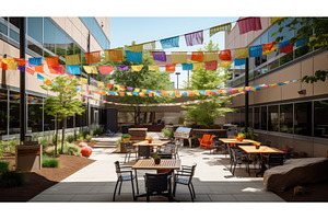 gathering office courtyard ai, an Architecture Photo by pikepicture