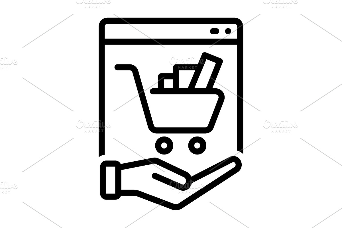 Bought online black icon, an Outline Icon by Creative priyanka