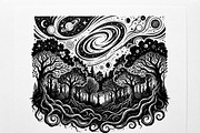 50 Mystical Galaxy Forest Silhouette, a Technology Illustration by Amazin_art (Thumbnail 15 of 26)