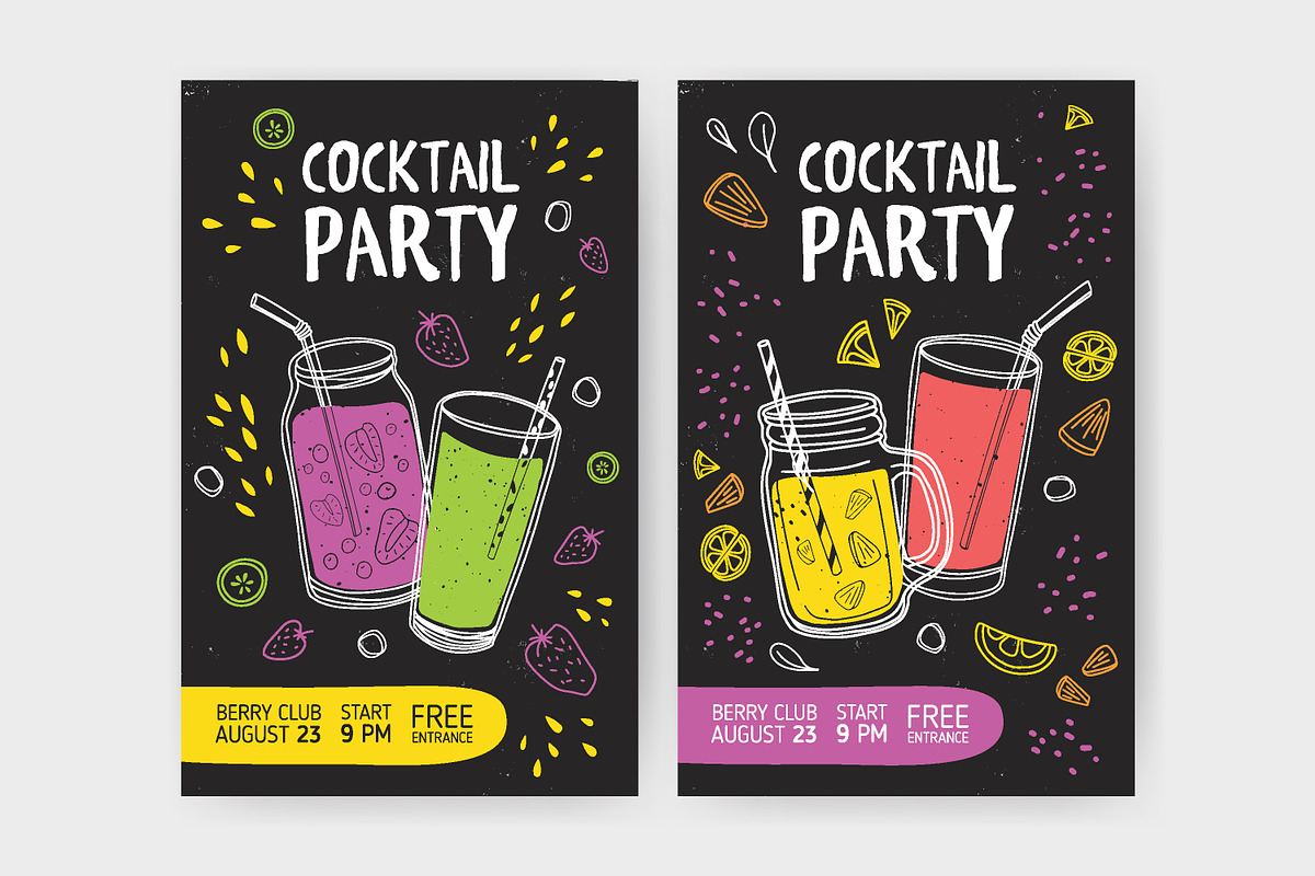 Smoothie drinks set + backgrounds, a Food Illustration by Good Studio (Photo 11 of 25)