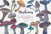 Watercolor and Gouache Mushrooms, an Illustration by MariaOrtegaDigitals (Thumbnail 1 of 6)