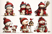 Whimsical Christmas Snowman Clipart, an Illustration by Dream Creation (Thumbnail 4 of 9)