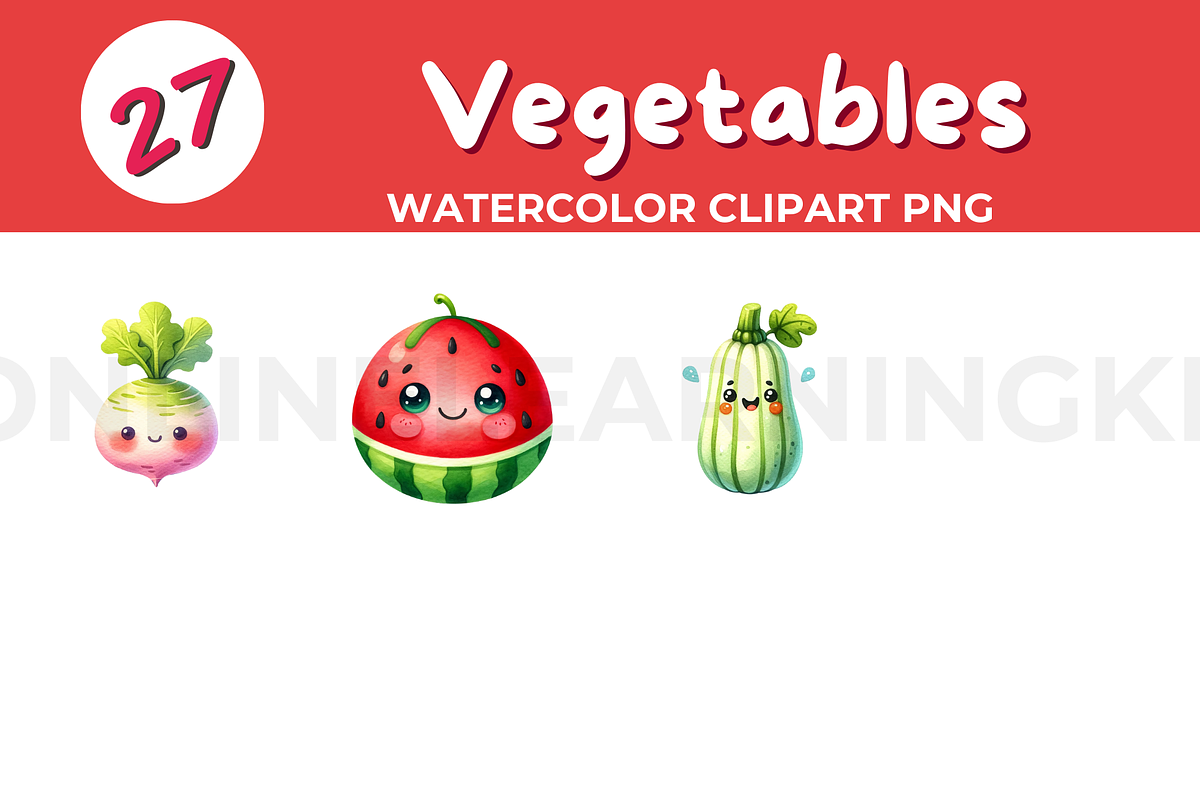 Vegetables watercolor clipart PNG, a Food Illustration by John_Walker (Photo 3 of 3)