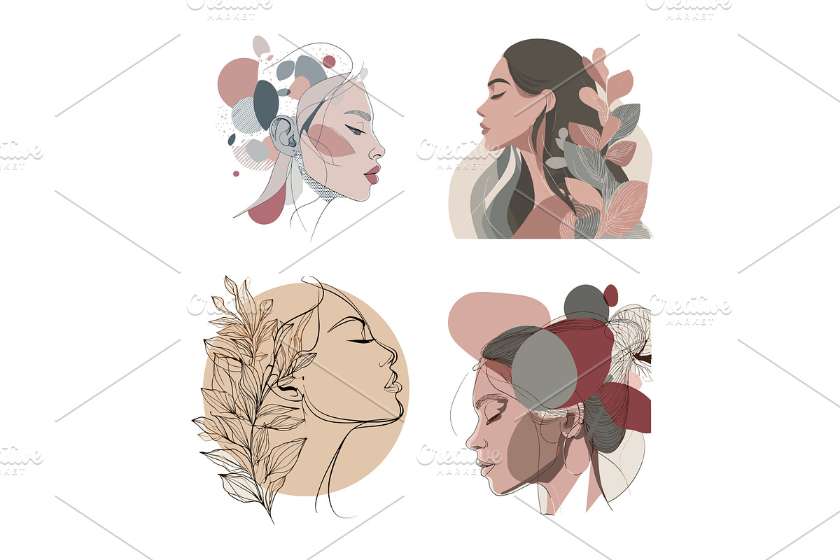 Girls portrait line art vector, an Illustration by Onyx