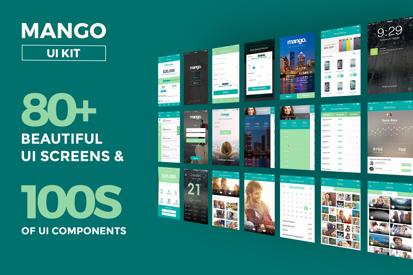 Mango UI Kit (Retina Ready), an UI Kit Template by ZippyPixels