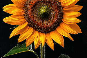 Golden sunflower with vivid yellow petals and large green leaves, a Nature Photo by José Manuel Gelpi