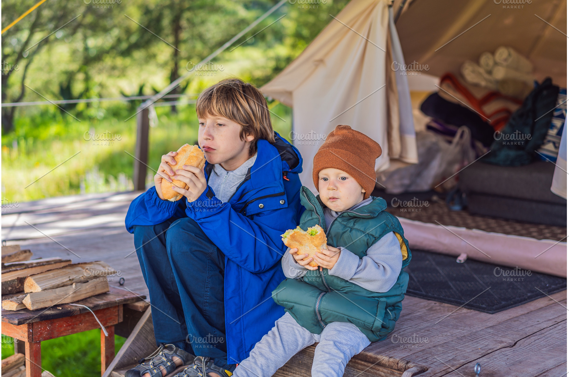 Toddler and his teenage brother, a Nature Photo by Elizaveta Galitskaya