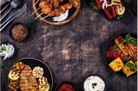 Assortment of grilled bbq meat and