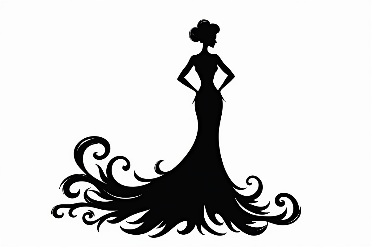 Stylish Gown Silhouette Set, an Illustration by yasushie (Photo 3 of 21)
