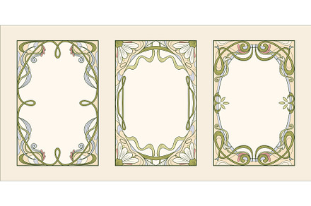 Art nouveau frame set with organic, an Object Illustration by art PVP - market