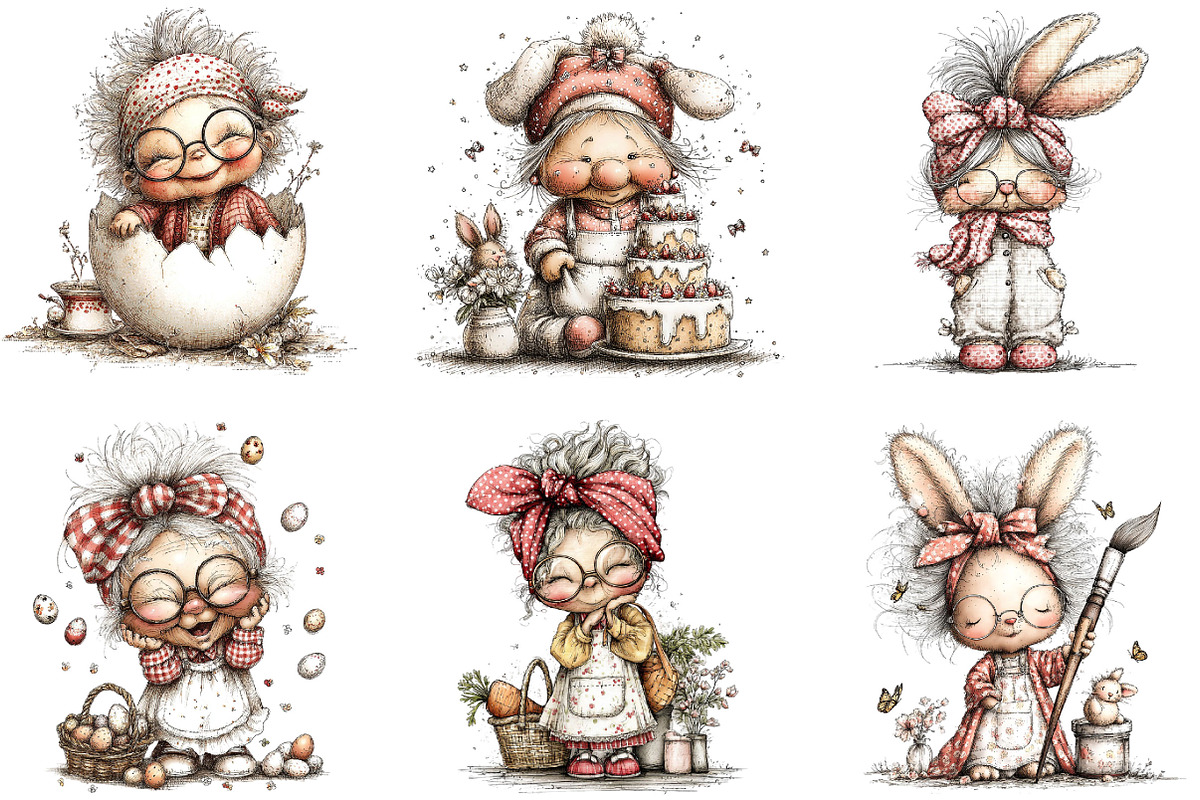 Whimsical Easter Funny Old Lady Clip, an Illustration by Designking (Photo 3 of 5)