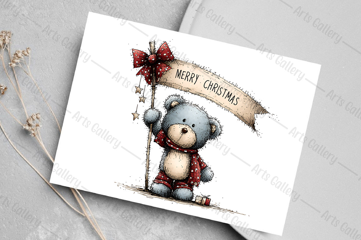 Christmas Teddy Bear Blue Clipart, an Illustration by Canvas Craft (Photo 5 of 7)