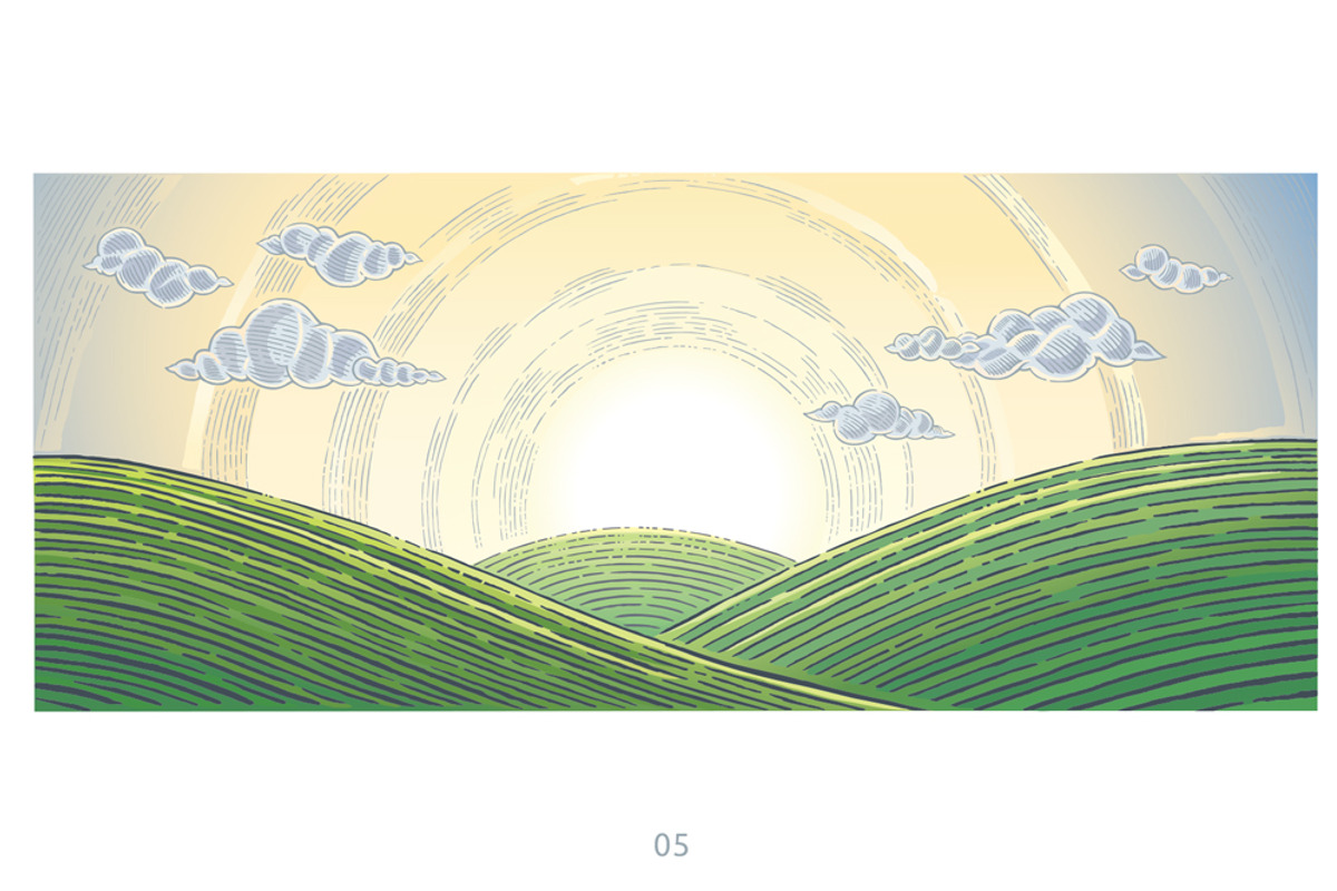 Landscape with green hills and mount, a Seasonal Illustration by Countryside life (Photo 7 of 9)