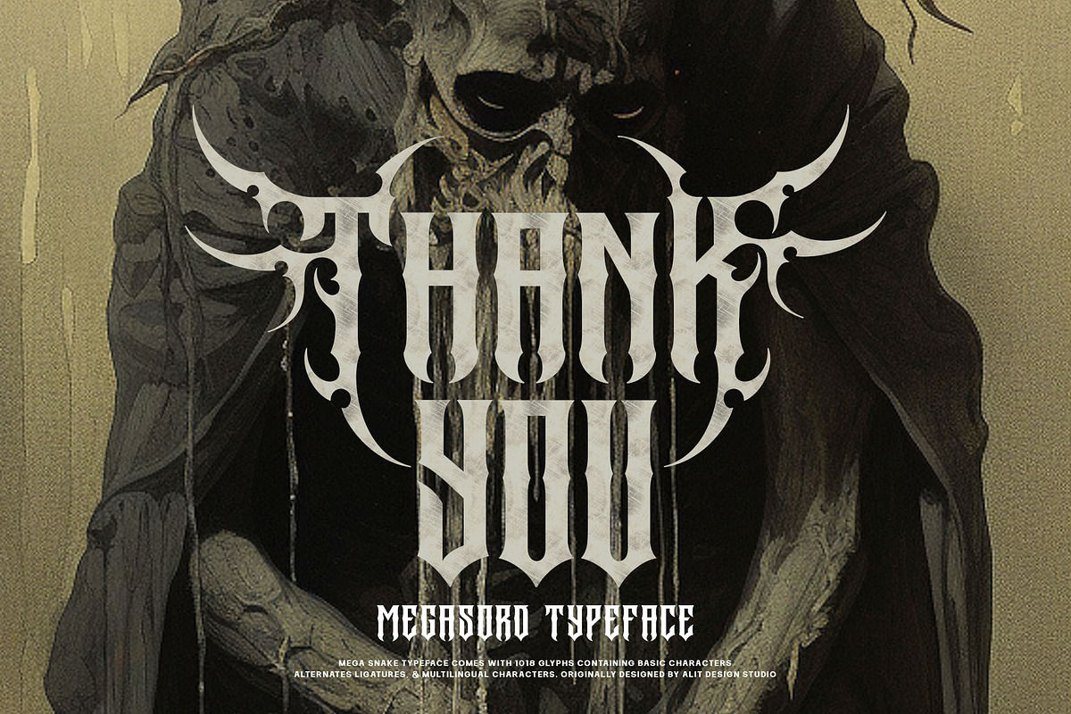 Megasord Typeface, a Blackletter Font by alit design (Photo 19 of 20)