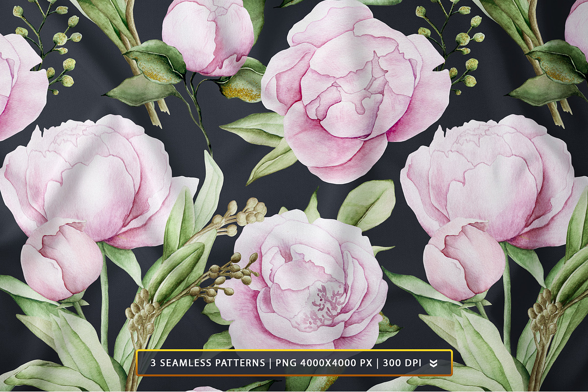 Peonies & Gold light watercolor set, an Object Graphic by Integrity_store (Photo 5 of 8)