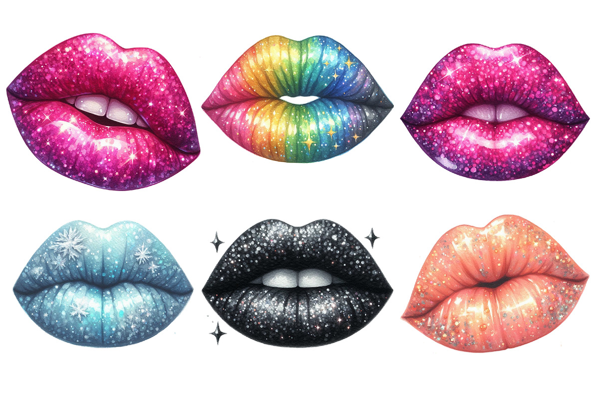 Glitter Lips Clipart Bundle, an Illustration by SinaCreation (Photo 2 of 5)