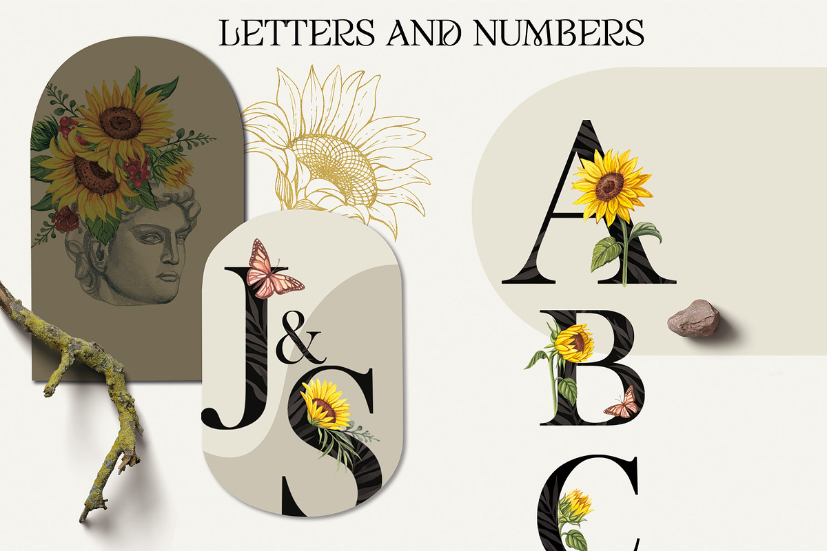 SUNFLOWERS watercolor elements, an Illustration by Elena_Sedova (Photo 11 of 14)
