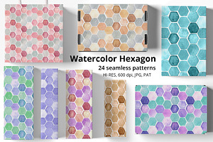 Hexagon Watercolor Seamless Patterns