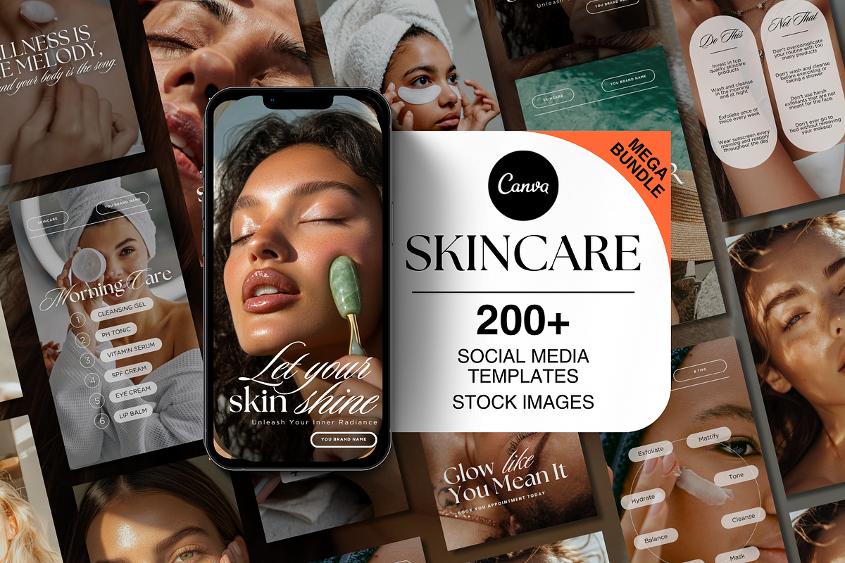 Skincare Instagram Canva Templates, a Social Media Template by DesignsbyMariaStudio (Photo 1 of 10)
