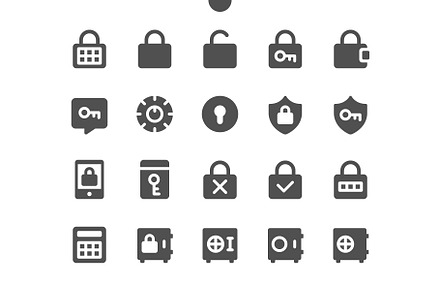 Keys and Locks Icons, a Solid Icon by Palau