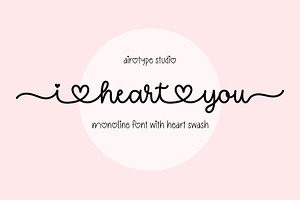 I Heart You - Heart Swash Font, a Handwritten Font by Airotype