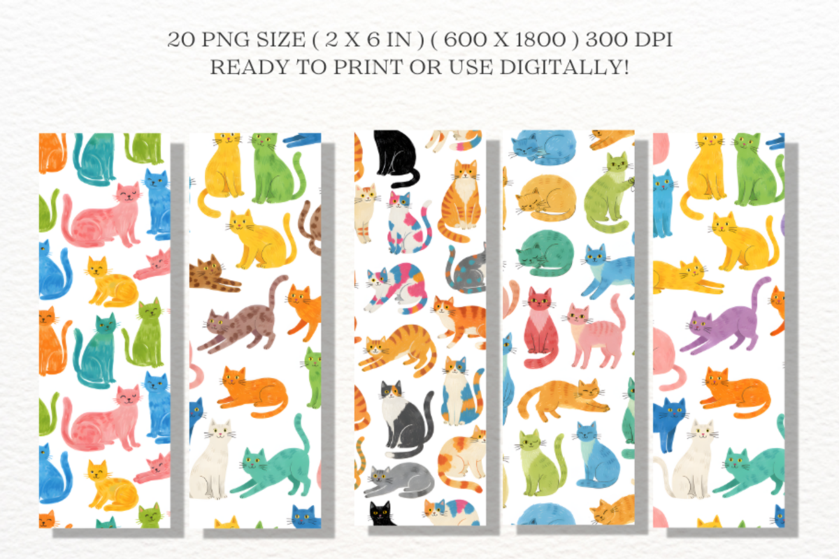 Whimsy Cats Bookmarks Png Bundle, an Animal Illustration by Markicha Art (Photo 7 of 12)