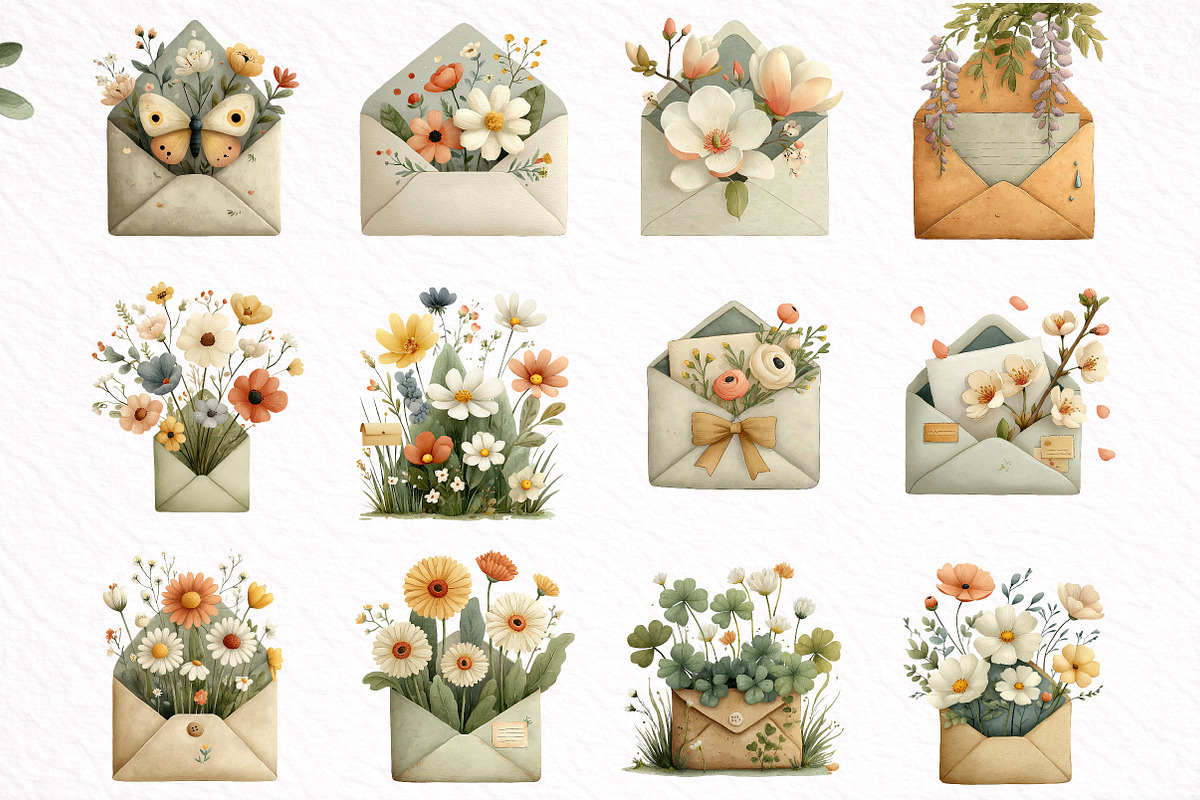 Whimsical Spring Envelope Clipart, an Illustration by DreamArtGraphic (Photo 5 of 8)