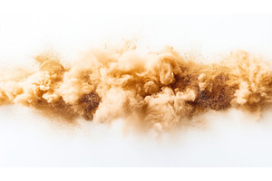 Dynamic burst of brown powder, an Illustration by Sergey Kotenev