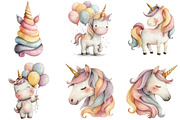 Watercolor Cute Unicorn Clipart, an Illustration by Sublimation Artist (Thumbnail 6 of 7)