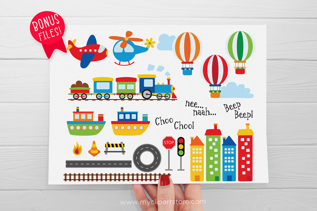 Transport, Trains, Airplanes, Cars, a Transportation Illustration by MyClipArtStore (Photo 3 of 3)