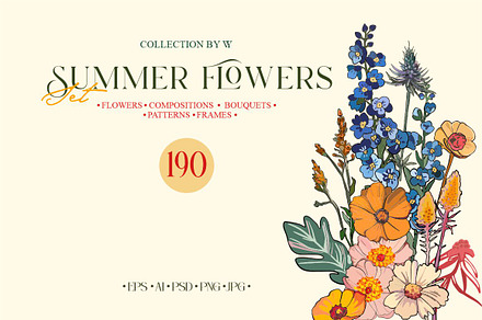 Summer flowers set