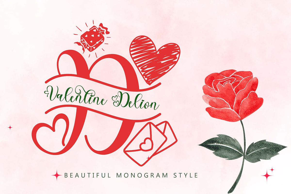 Valentine Delion Monogram, a Handwritten Font by Yoga Letter (Photo 1 of 6)