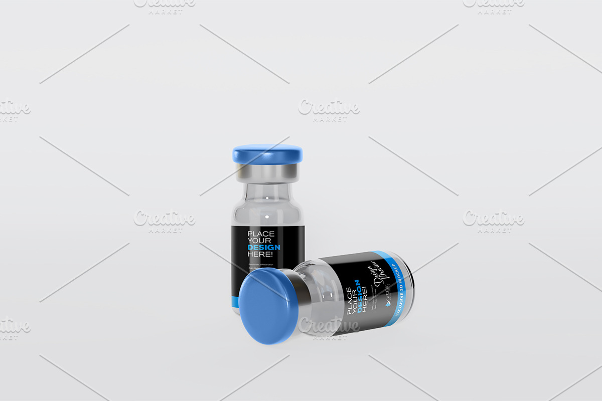 Vaccine Glass Vial Bottle Mockup Set, a Packaging Mockup by artBit Design Studio (Photo 3 of 7)