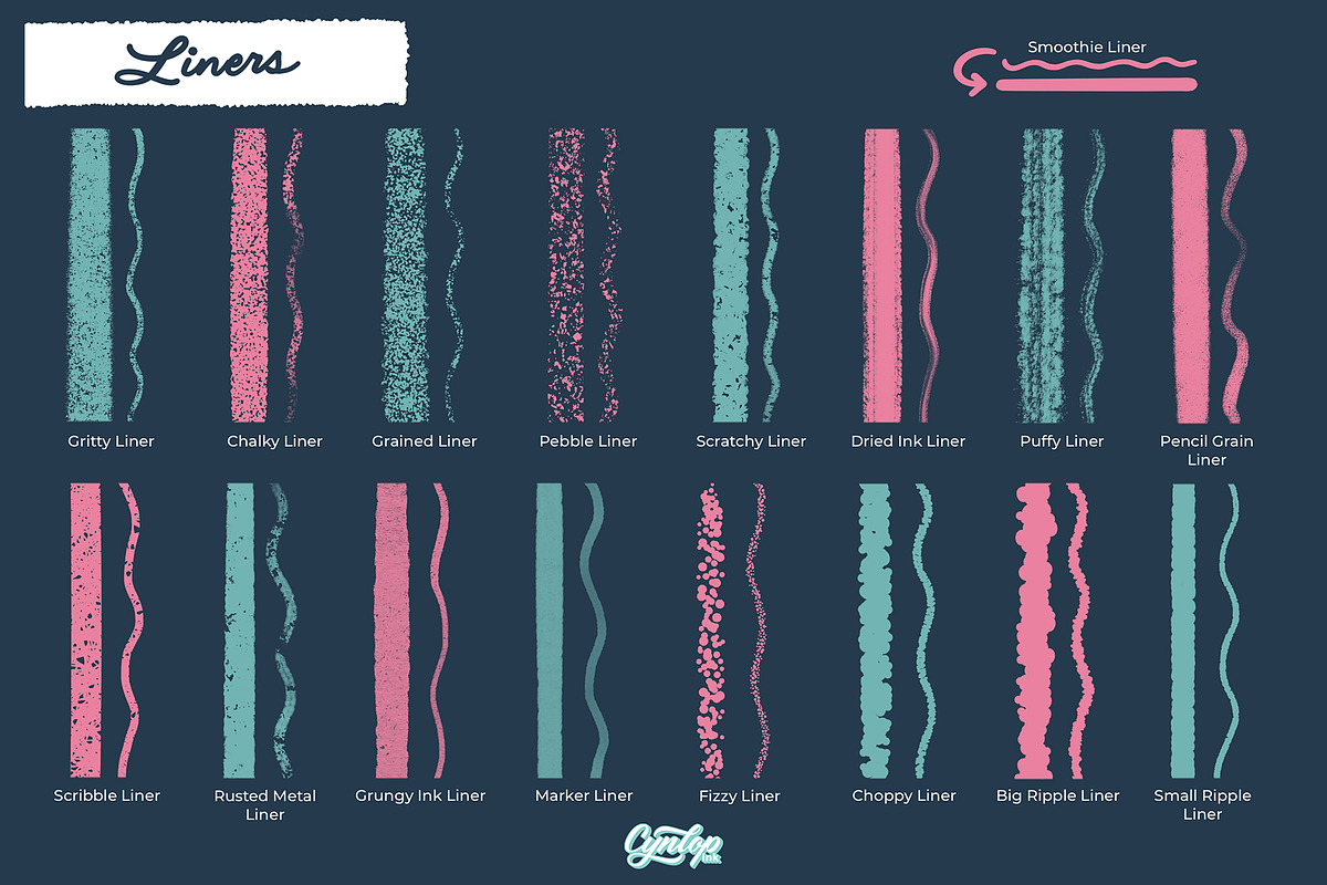 Ink & Grain Liners Set for Procreate, a Brushes & More by Cynlop Ink (Photo 2 of 9)