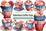 Valentines Coffee Cups Clipart, an Illustration by Craft Nest (Thumbnail 1 of 9)