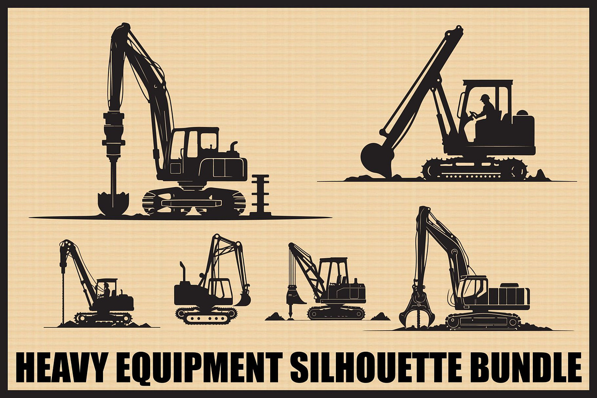 Heavy Equipment Silhouette Bundle, an Illustration by jahid234 (Photo 1 of 7)