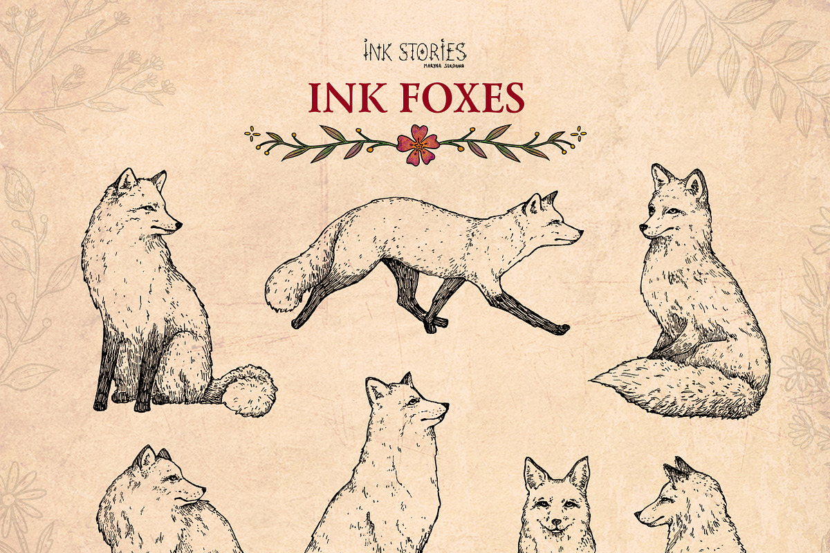 Ink Foxes, an Animal Illustration by Ink Stories