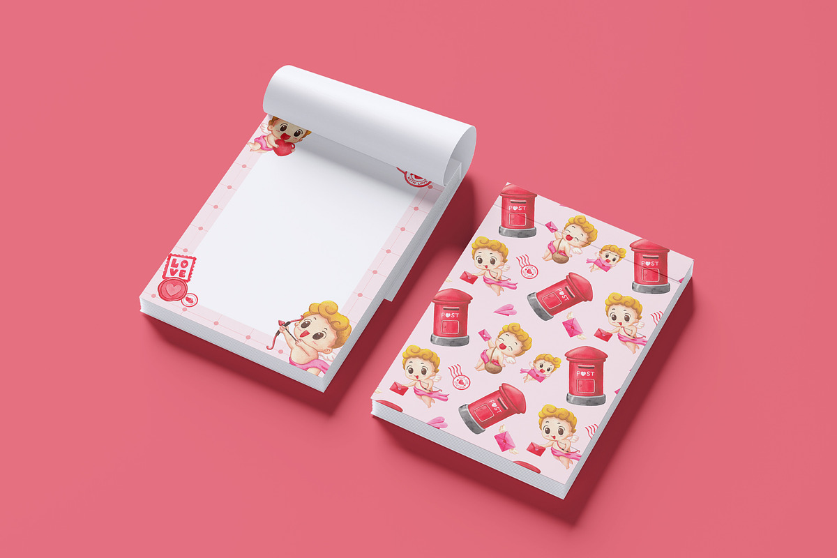 Cupid Mail Service Watercolor, a Seasonal Illustration by CreativeValuation (Photo 10 of 12)