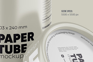 Opened Paper Tube Mockup 103x240mm